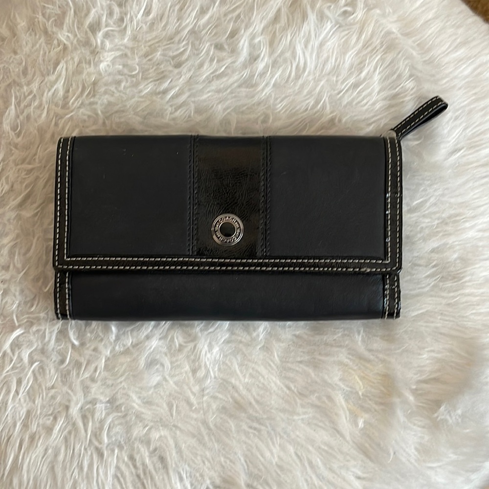 Coach Black leather with Patent leather trim